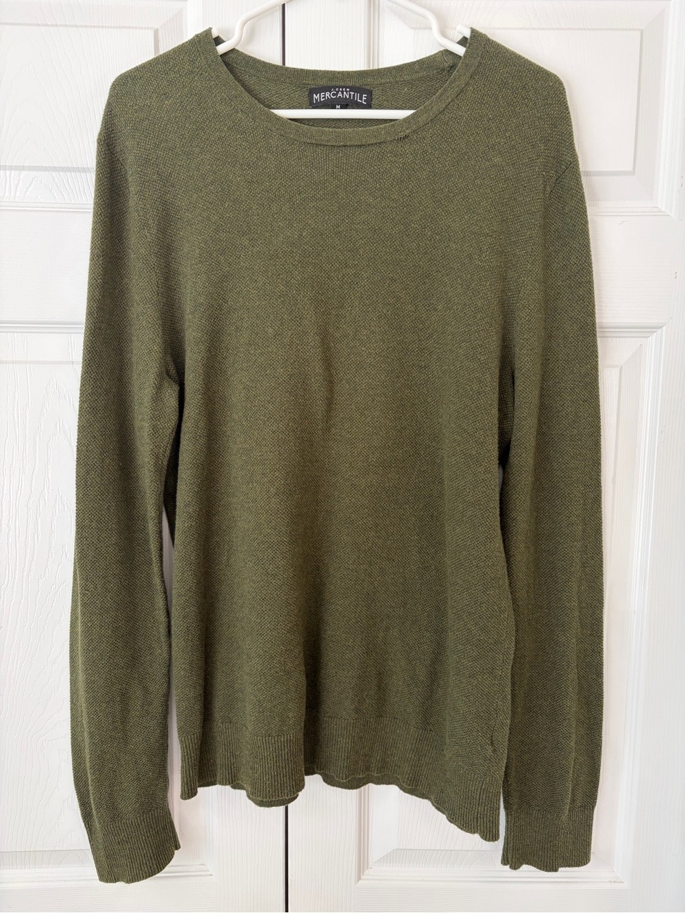 NWOT J.Crew Mercantile Green Waffle Knit Cotton Crew Neck Tunic Sweater Size M